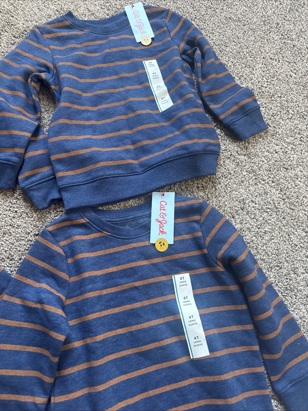 Striped Navy & Brown Kids Sweatshirt - 4-Pack Boys 3T, 4t nwt Cat & Jack - Picture 3 of 4